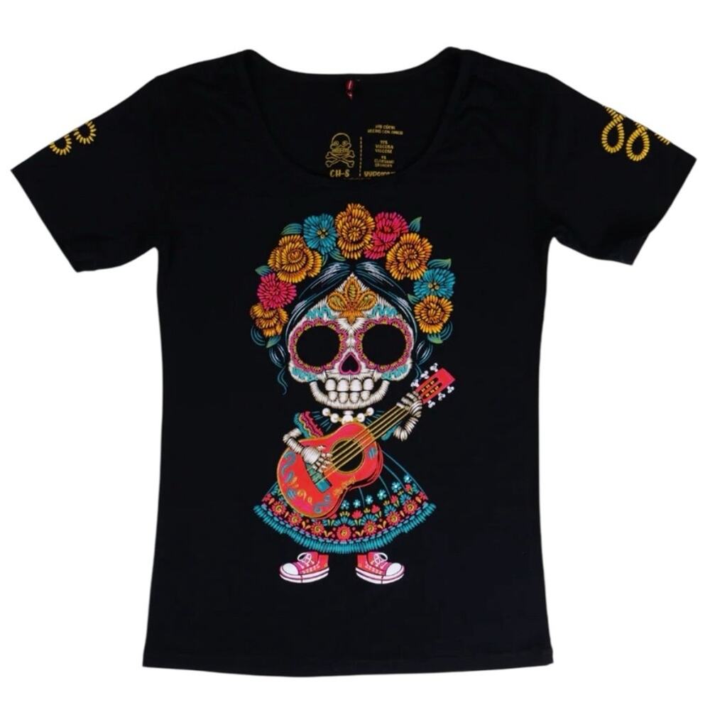 Ay Guey | NWT Women's Mexican Art T-Shirt in Black | Size:S